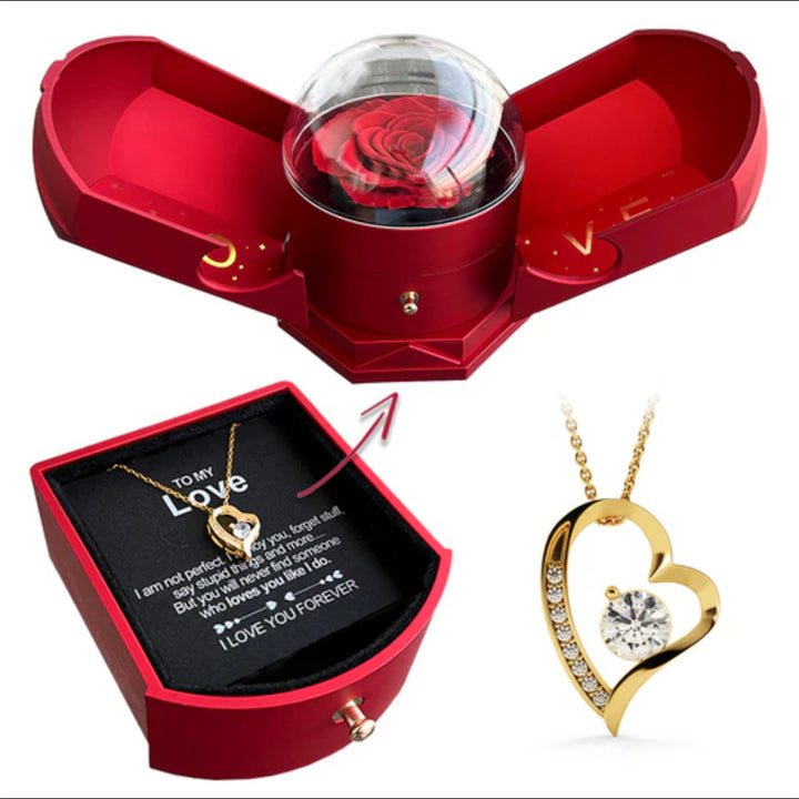 Double open rose gift box drawer style rose