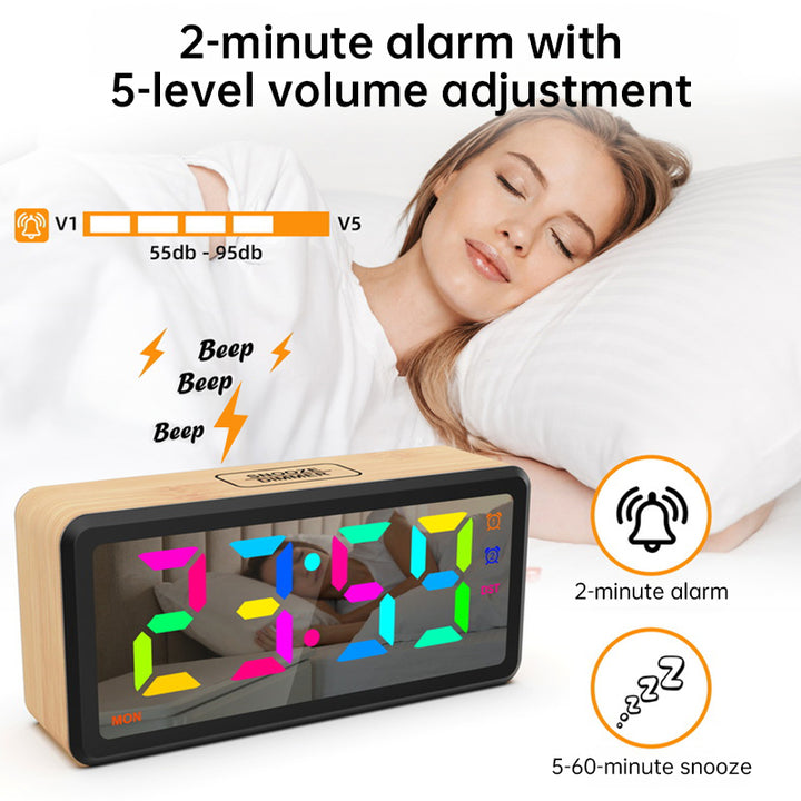 RGB Color-Changing Dimming, Daylight Saving Time & , Desktop Electronic Alarm Clock