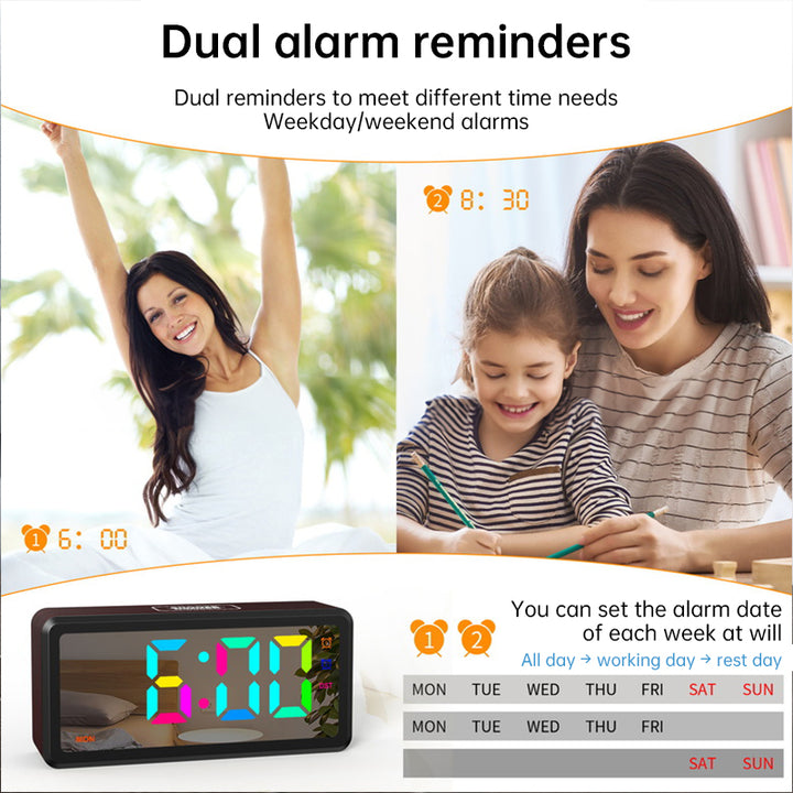 RGB Color-Changing Dimming, Daylight Saving Time & , Desktop Electronic Alarm Clock