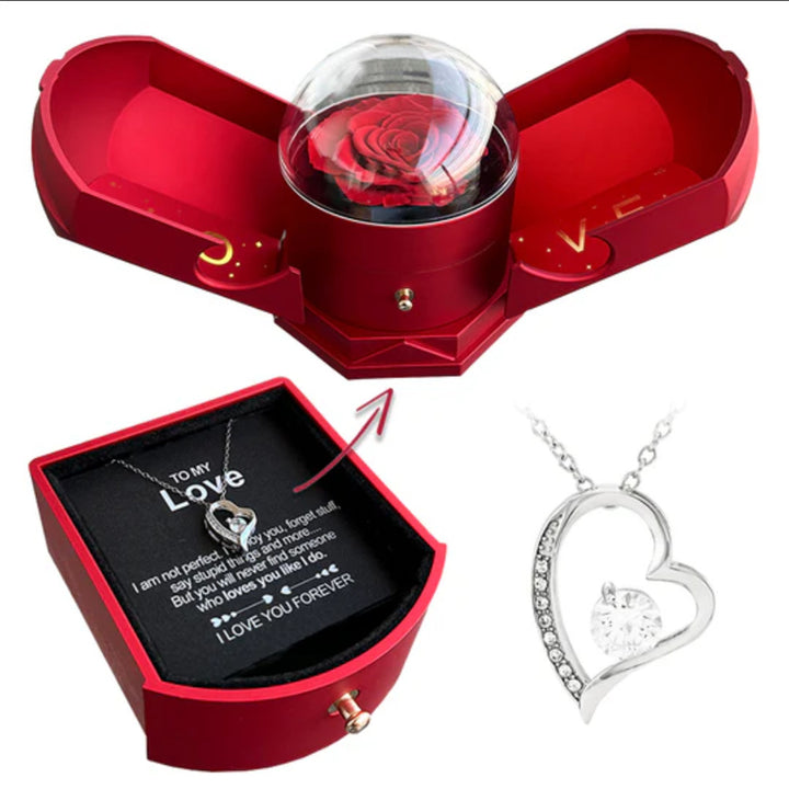 Double open rose gift box drawer style rose