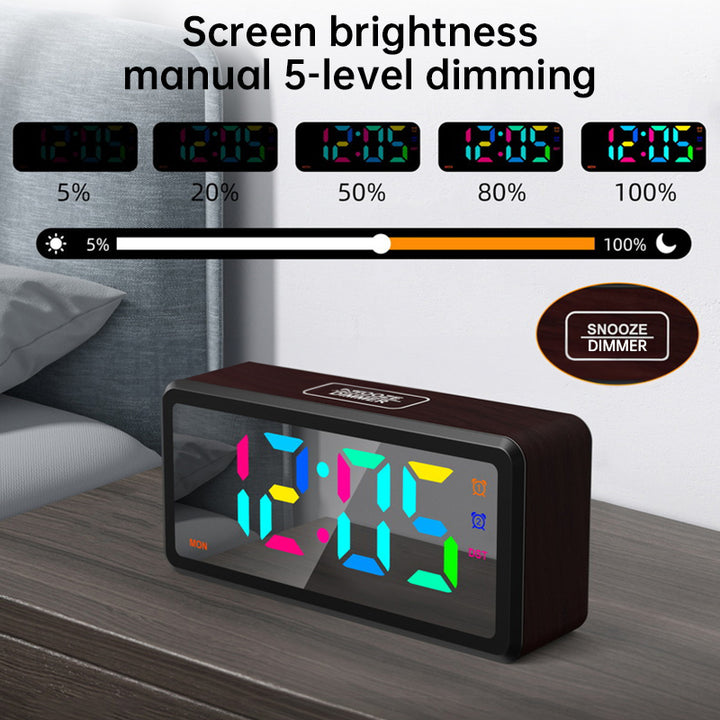 RGB Color-Changing Dimming, Daylight Saving Time & , Desktop Electronic Alarm Clock